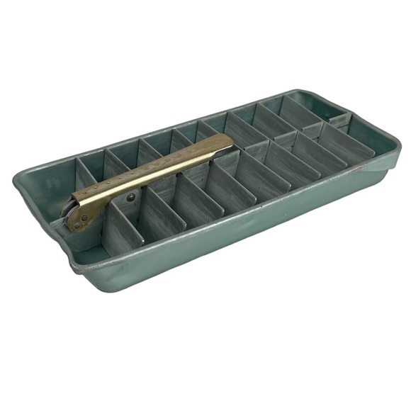 Vintage Quickube Blue Green Ice Cube Tray Release Handle Aluminum - Picture 10 of 10
